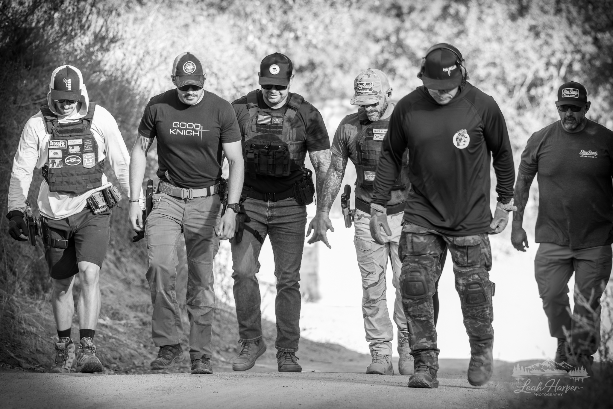 Tactical athletes moving together during a field event